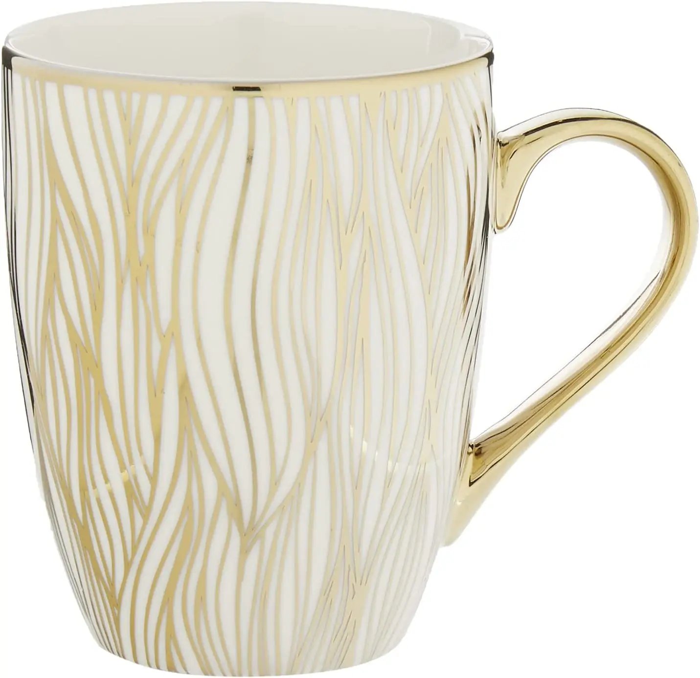 Luxury Gold Plated White Custom Coffee Mug Souvenir Present Ceramic Cup Set