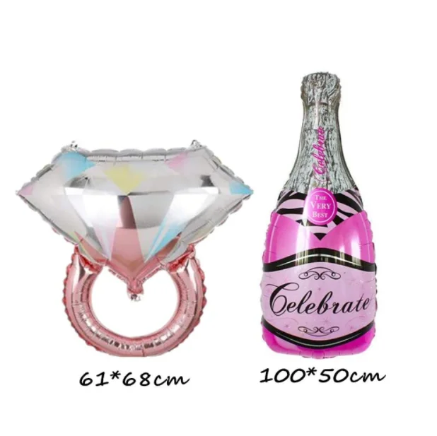 bride to be heart diamond ring champagne foil balloons sash helium latex confetti balloon set for Bridal shower game Party decor