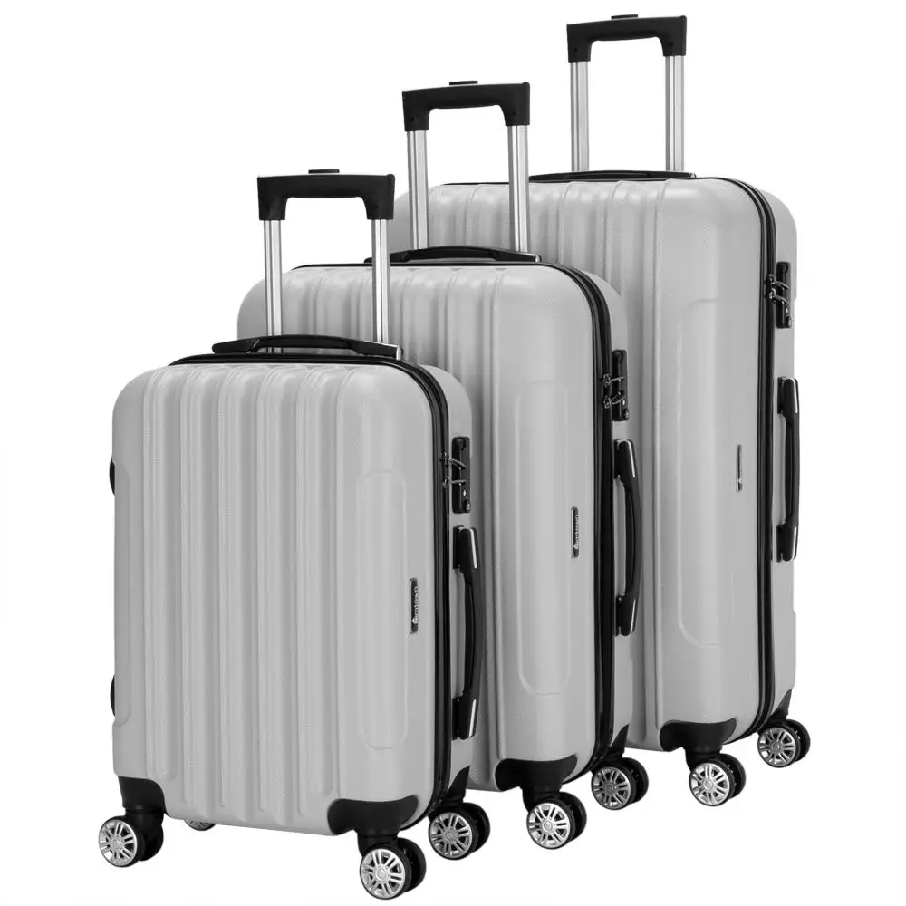 Custom 3pcs set abs hardshell luxury suitcase trolley luggage hand travelling baggage  sets