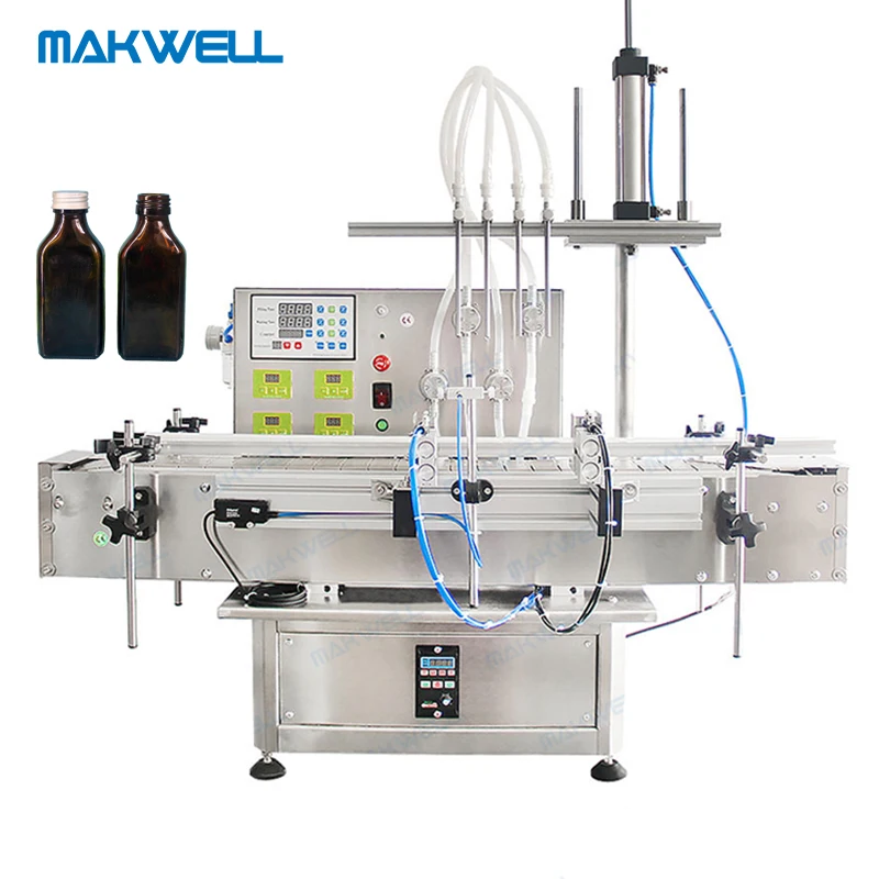 MAKWELL 4 Head Magnetic Pump Bottled Water Automatic  juice  vial Liquid Filling Machine