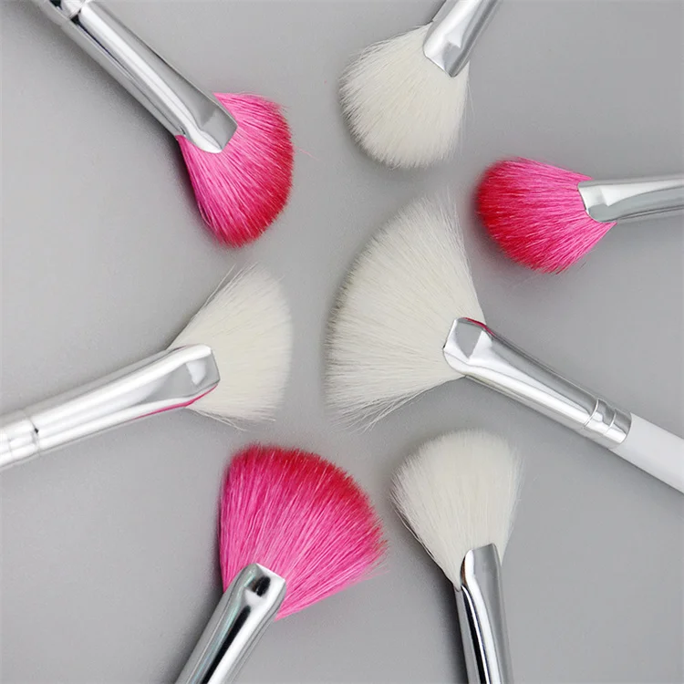 Soft Makeup Fan Brush Face Mask Cosmetic Customized Logo Pink Small Mascara White Make Up Pink Facial Fan Brushes For Facial