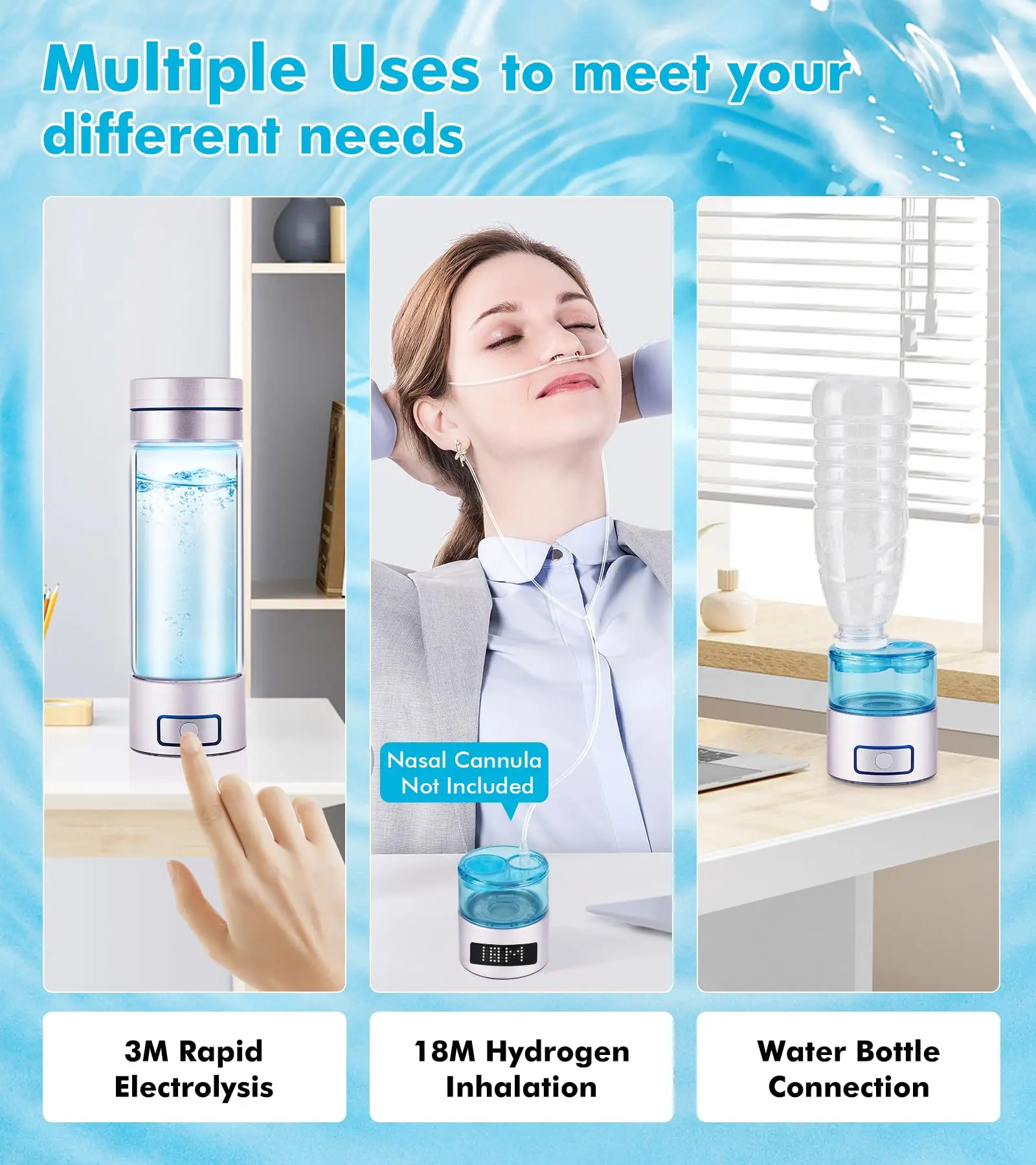 Ur-health hydrogen water bottle glass SPE technology hydrogen water bottle 260ml