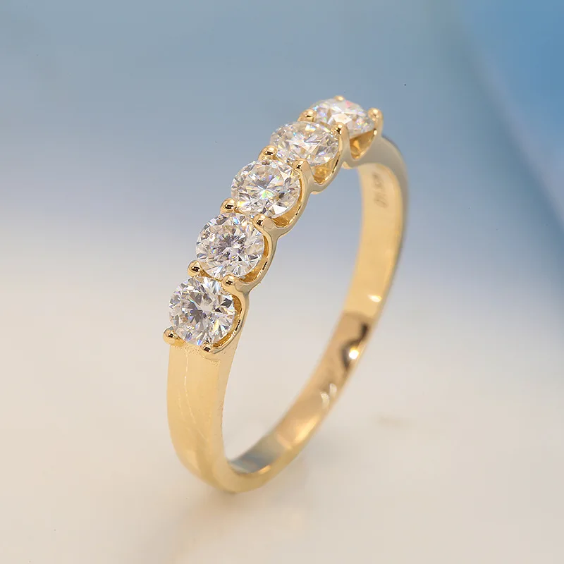1/4 - 3/4 CT TW сертифицированные лабораторные бриллиантовые 5 каменные кольца для женщин сверкающие 18 карат из чистого золота юбилейные ленты штабелируемые B