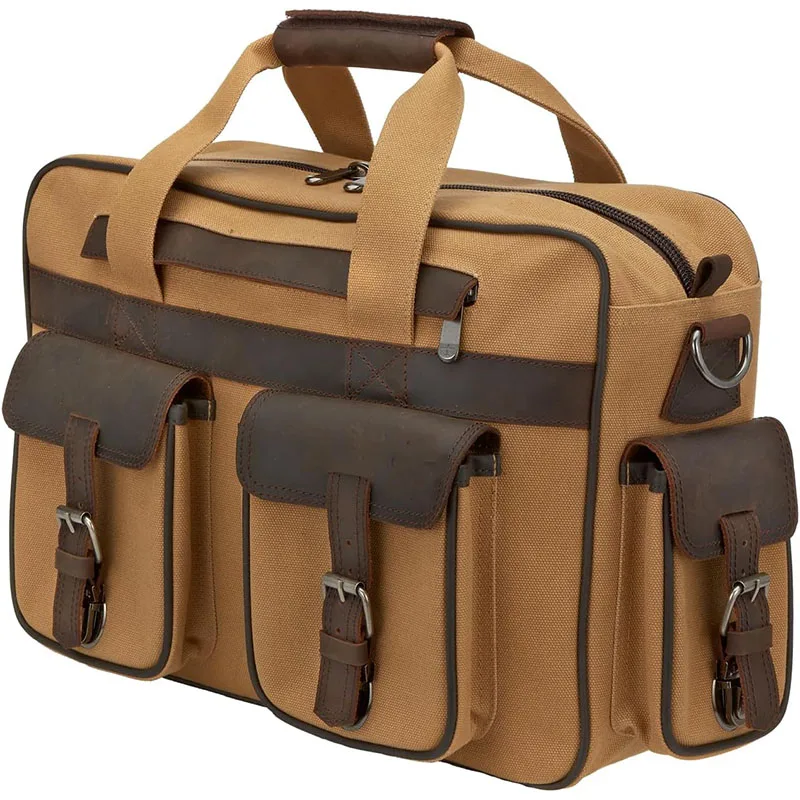 Ultimate premiurm durable heavy duty canvas leather outfit unisex travel Pilot work gear organizer Flight bag