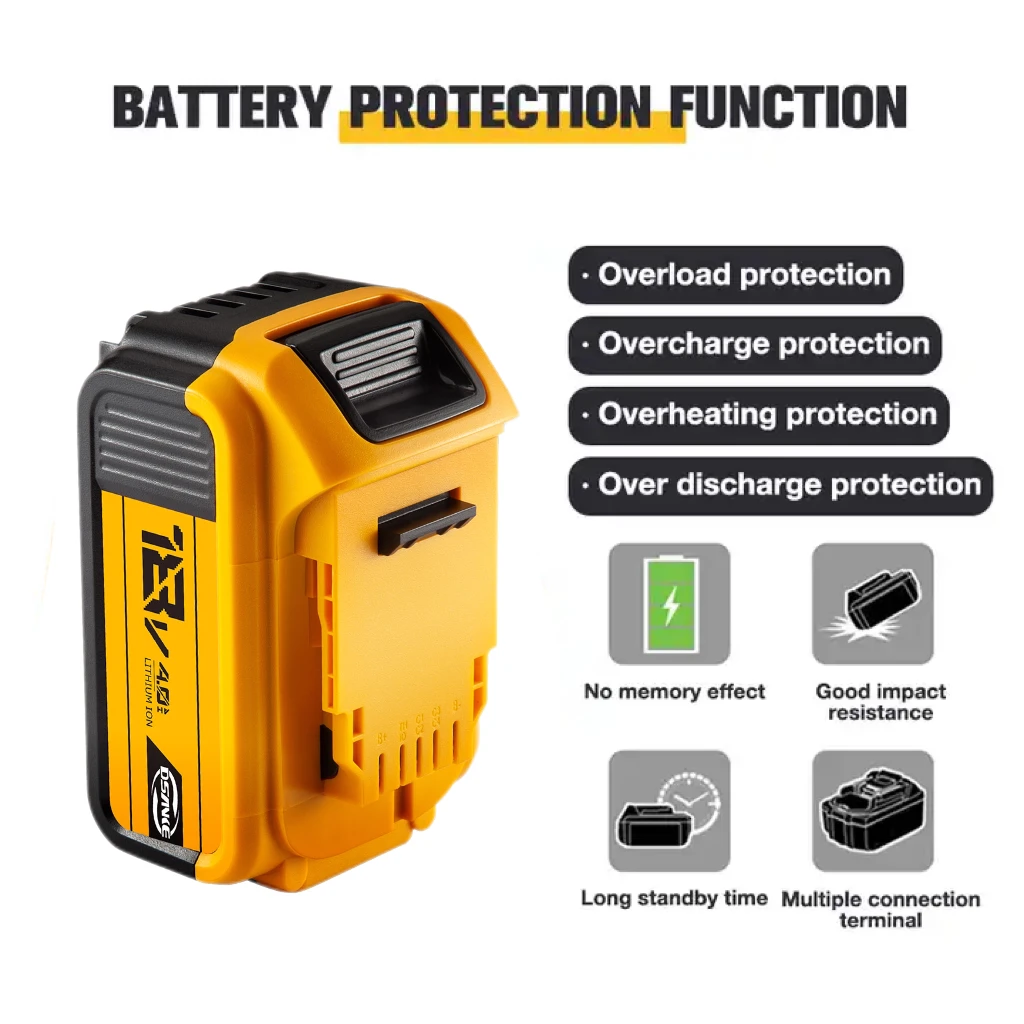 Replacement Drill Battery For DeWalts DCB200 DCB184 DCB203 DCB206 Rechargeable 18V/20V Li-ion Power Tool Battery