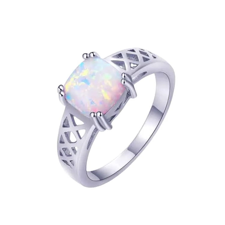 
Sevena SAR7309 Wholesale thailand solid silver opal cushion cut ring jewelry+women white gold filled opal ring for women 