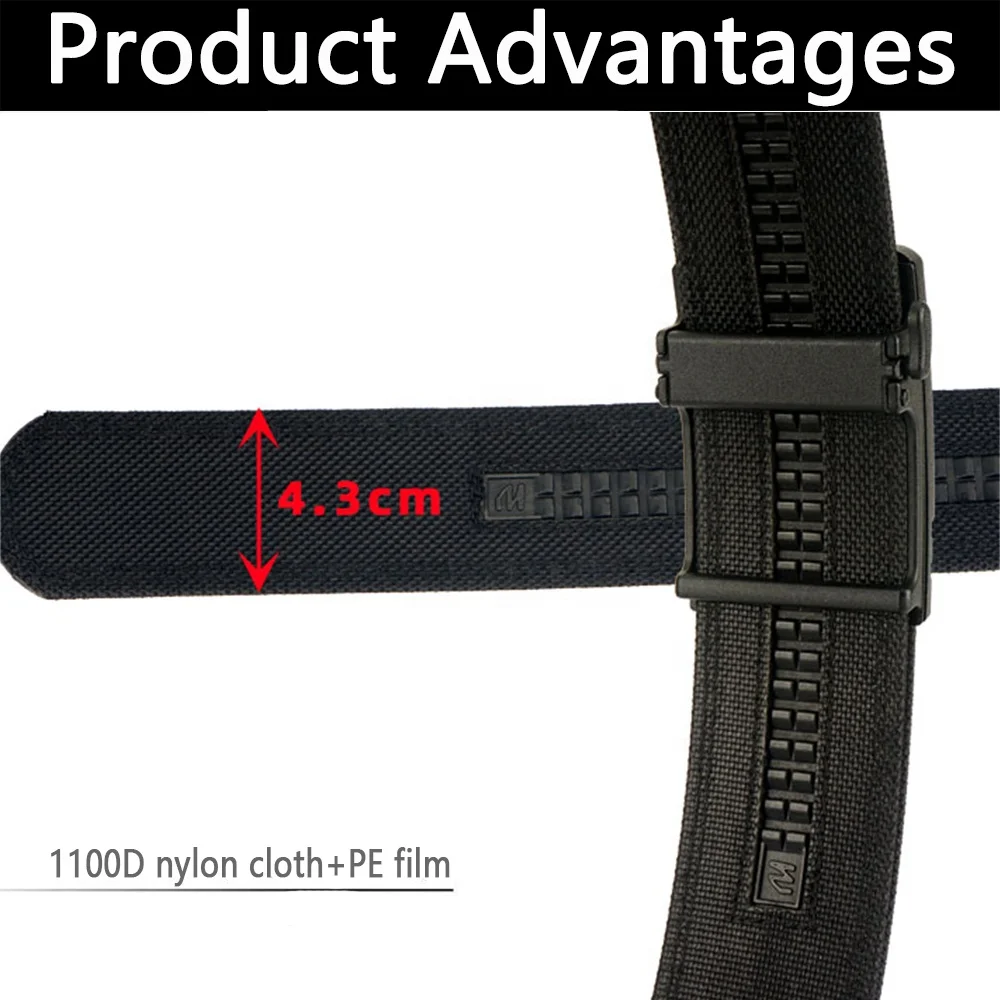 wholesale Custom 1.5 inch Thickened 1100D Nylon Automatic Track Men hard Tactical Belt Ratchet Gun Belt Suitable for outdoor us