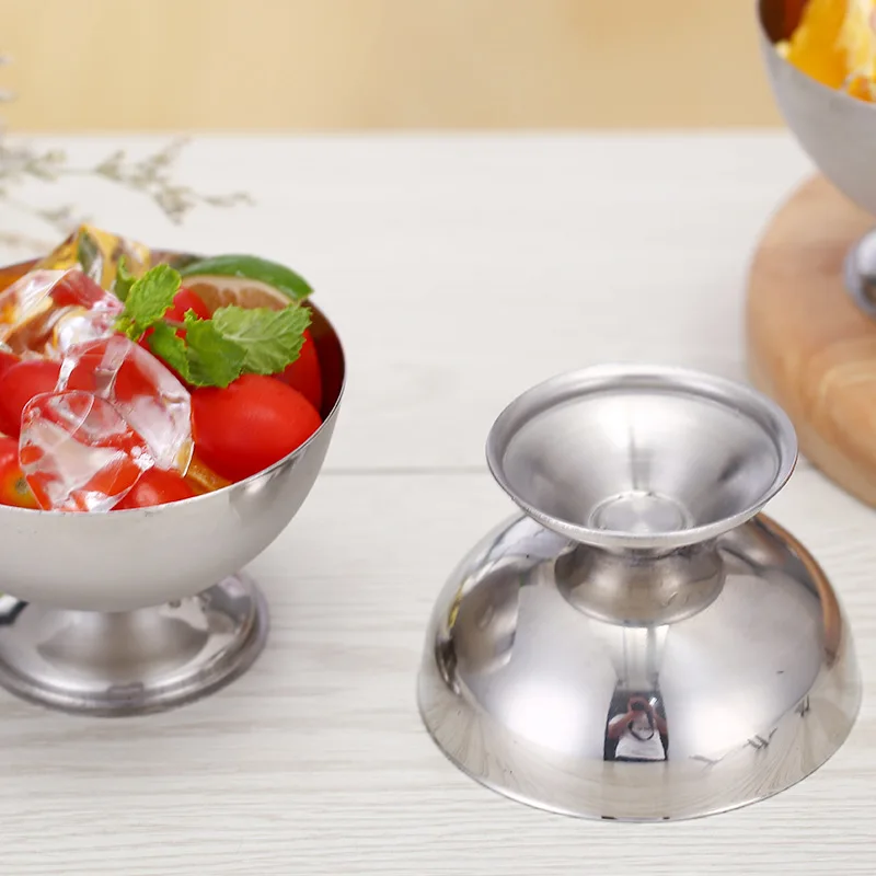 Stainless Steel Glass Ice Cream Bowl Metal Pudding Cups Salad Dessert Holder Diy Ice Cream Parfait Snack Fruit Candy Container