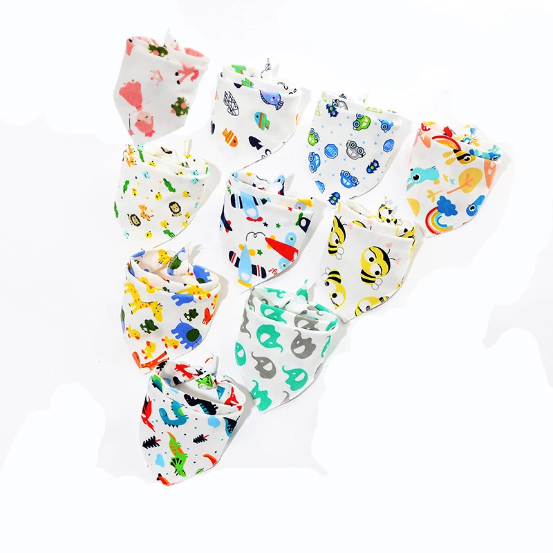 
Adjustable New Design Organic Cotton Absorbent Baby Bandana Drool Bibs Multicolor Soft Skin-friendly Bib For Infant Toddlers 