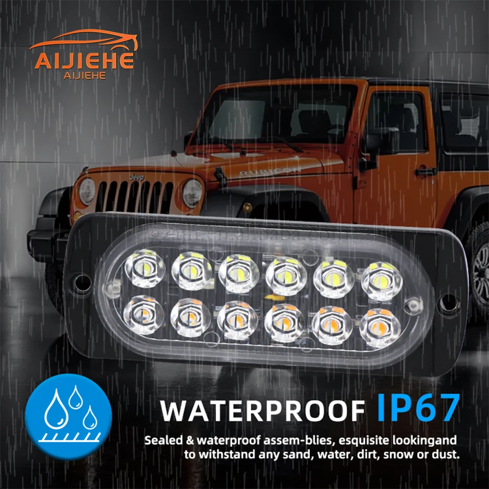 Hazard Warning Car Trailer Truck Motorcycle side marker light amber 12V 12Led Emergency Strobe Turn Light Bar