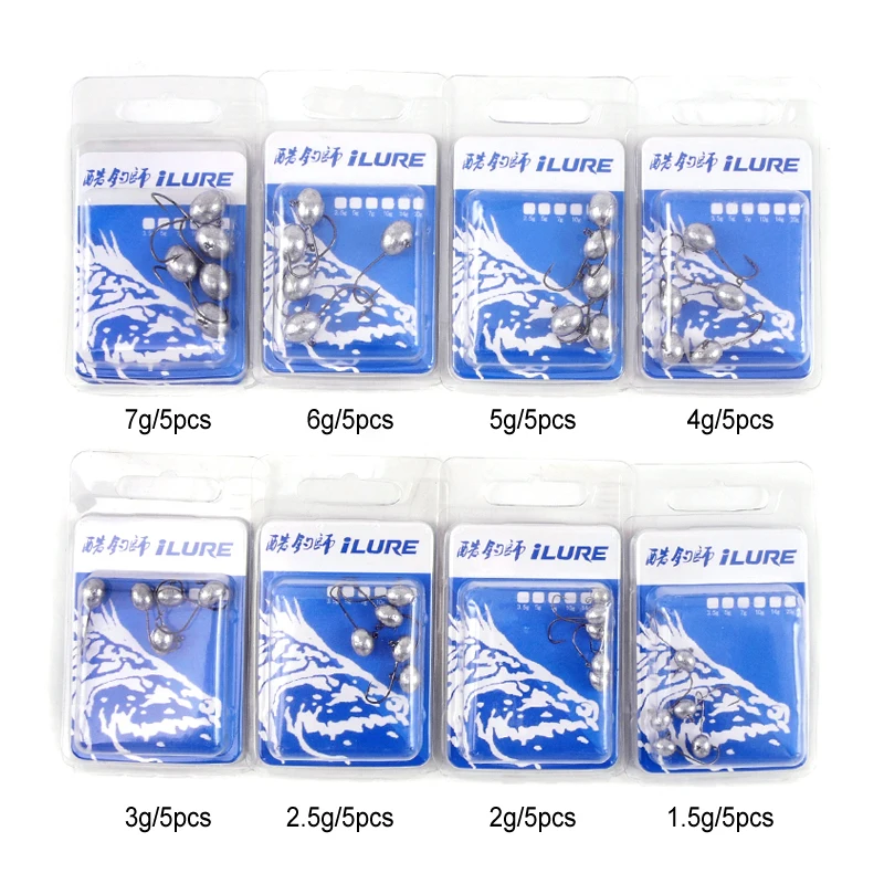 Mustad Jig Head Hook 1.5g/2g/2.5g/3g/4g/5g/6g/7g Fishing Hard Bait Original Lead Head Hook