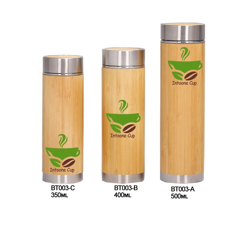 18oz Sell well tumbler wood vacuum bamboo insulated  stainless steel double wall tumblers supplier  with tea infuser bamboo lid