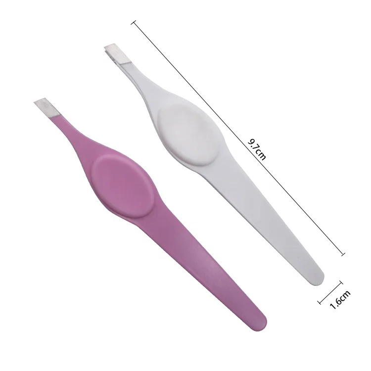 Wholesales Stainless Steel Black Eyebrow Tweezers With Slanted Tip Extension Lashes Eyelash Tweezers