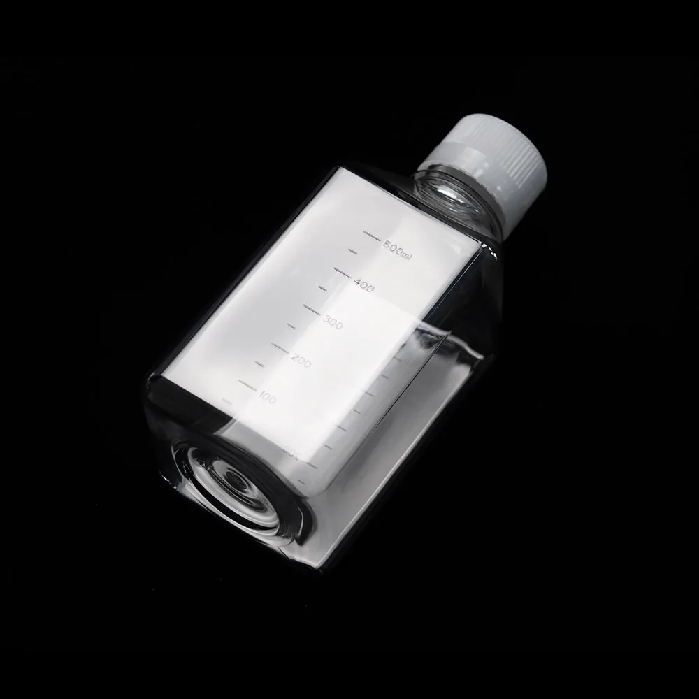 Round shoulder rectangle 500ml high grade petg lab cell culture bottles