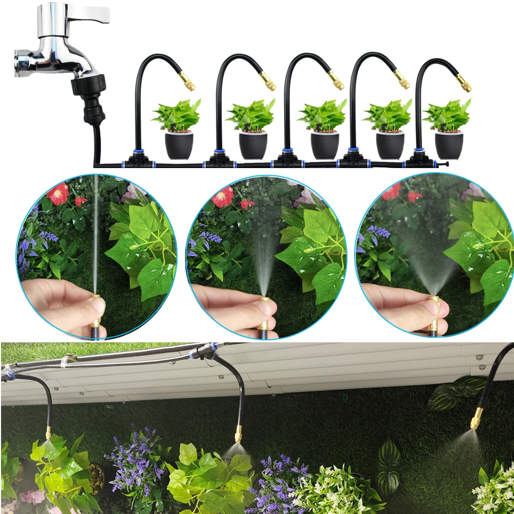 Free Bending Spray Adjustable Misting Nozzle Kit Garden Greenhouse Irrigation System Fog Aquarium Reptile Humidity Nebulizer