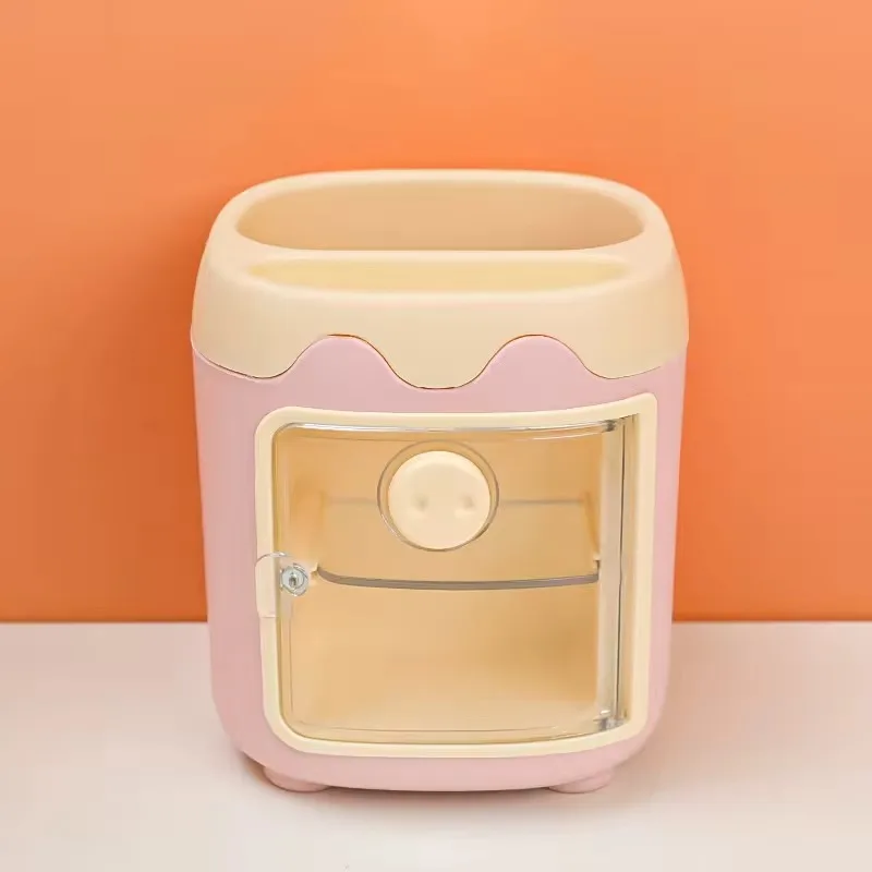 Cartoon Cute & Creative Multi-Grid Pen Holder: Trendy Desk Accessory for Teen Girls & Students