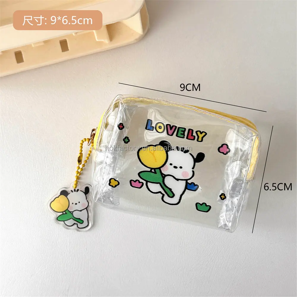 2024New Keychain Small Wallet Card Plastic Coin Purses Holder Square Pouch With Zipper Transparent Mini Clear Pvc Coin Purse