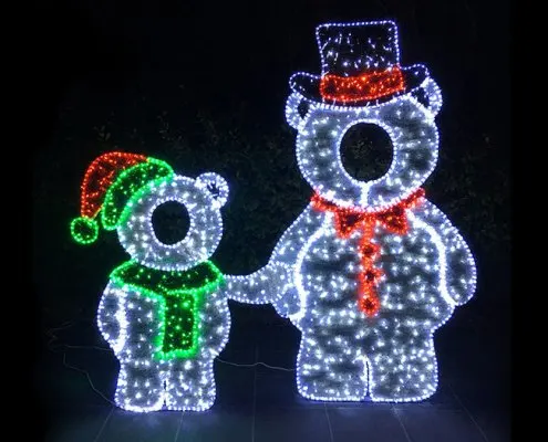 2D Christmas Selfie Station LED Lighting Polar Bears