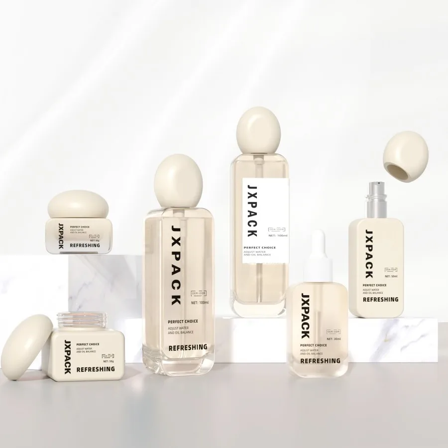 luxury skincare packaging 50g glass square cosmetic facial cream jars with round lid