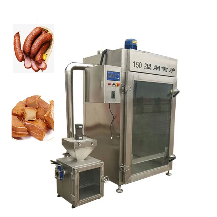 Industrial steam heating 250kg/batch smoked fish oven turkey meat smoking machine