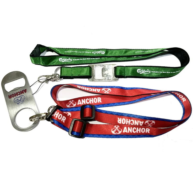 OEM keychain polyester lanyard bottle holder safety breakaway and adjustable custom logo neck lanyard with id card badge holder