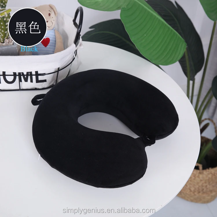 ergonomic travel memory foam neck pillow set with hanger