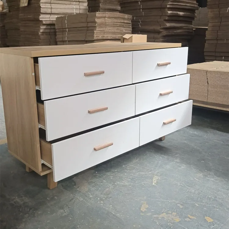 Modern High Gloss Living Room White Color Home Storage Furniture Wooden 6 Drawer Cabinet