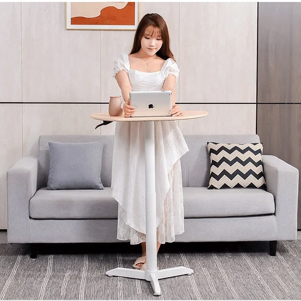 Mechanism Lifting Height Adjustable Office Desk Pneumatic Table With Metal Standing Leg