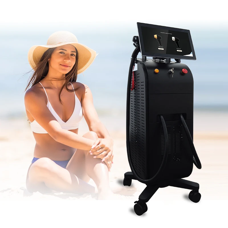 lfbeauty in stock 4K screen 808 755 1064nm 2 working handles 2 in 1 diode laser hair removal ice titanium body laser machine