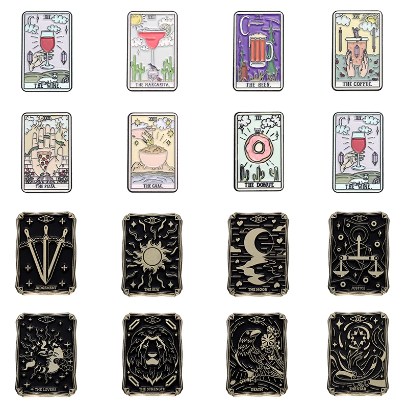 Tarot Enamel Pin Assortment Cup Cat Sun Star Cloud Fashionable Punk Accessories for Clothes Bags and Accessories