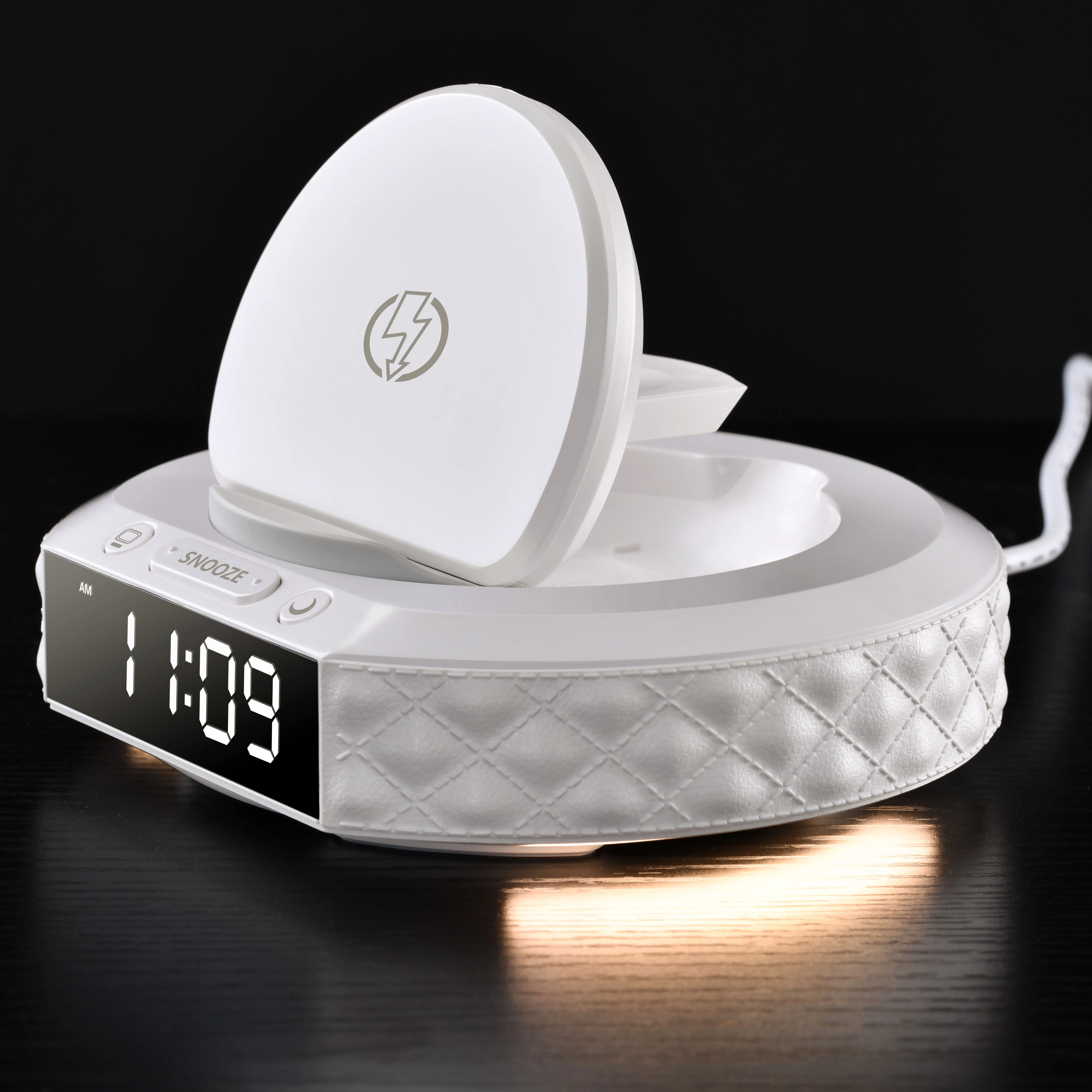 Three-in-One Wireless Charging Portable Night Light with Imitation Leather Texture Smart Home  Product