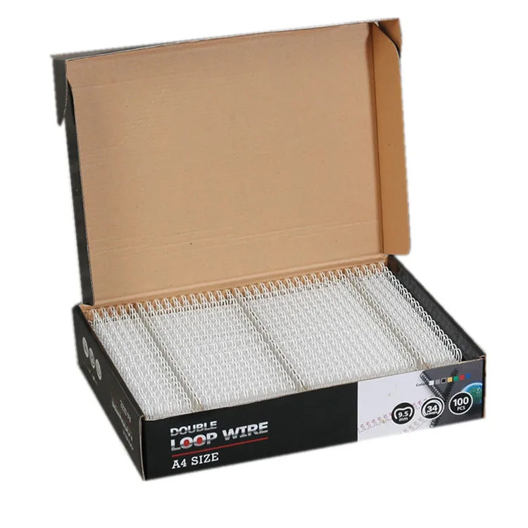 
high quality factory color box silver wire o twin ring wire double loop wire for book binding 