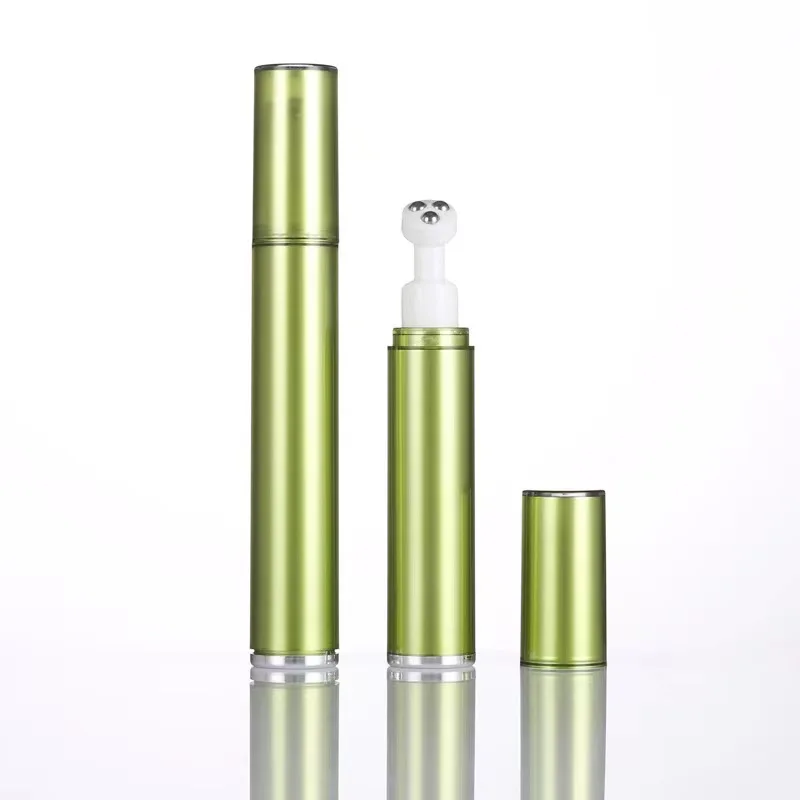 5ml 10ml 15ml  AS Airless Bottle with 3 Metal Ball Massager for Eye cream/  Roller Plastic Roll on Bottle Cosmetic Packaging