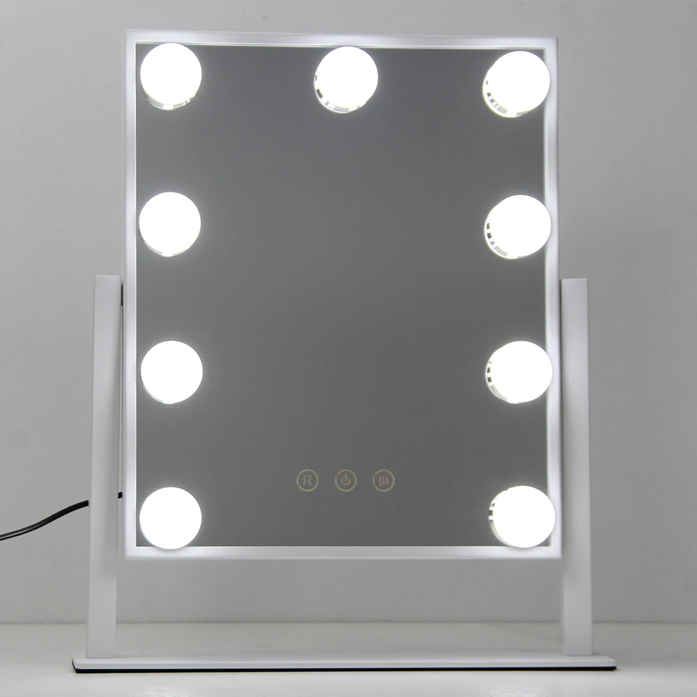 25*30CM Square Frameless Desktop Hollywood Style Led Makeup Vanity Mirror With Lights