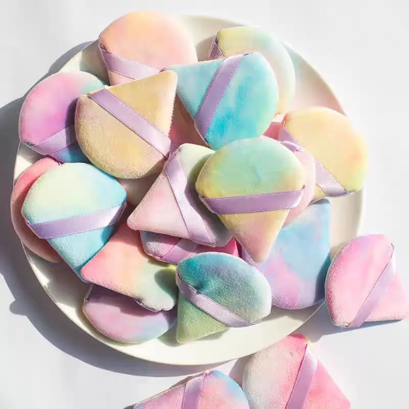 Оптовая продажа 10 слоеных хлопчатобумажных порошков окрашенных в треугольный цвет с коротким пухом для сухого порошка рассыпчатого