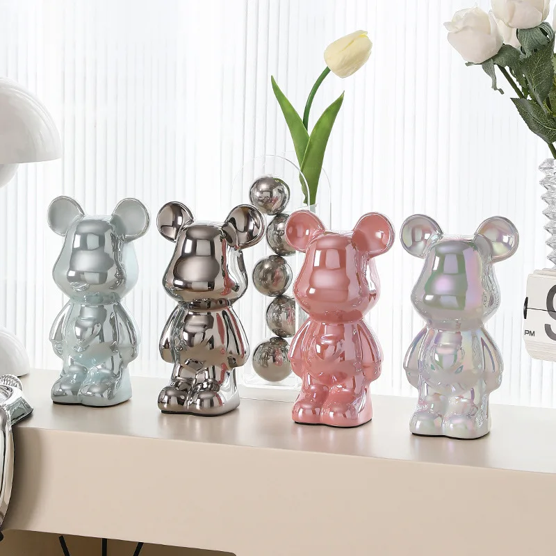 Bear Figurine Indoor Ornaments Animal Statue Electro-Plated Sculpture For Living Room Home Decoration
