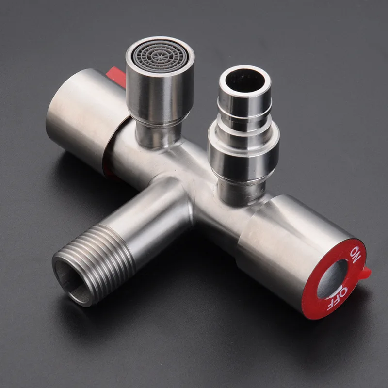 Factory wholesale 304 stainless steel G1/2 double control angle valve spray gun washing machine quick open water faucet