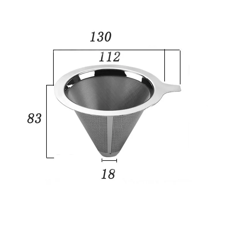 Medium Size Coffee Funnel Drip Double Stainless Steel Filter Paper Hand Made Coffee Filter Hand Ground Coffee Filter