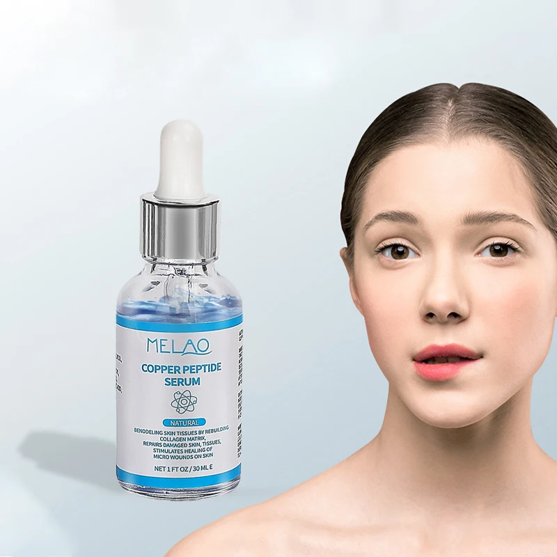 Private label Natural Anti Wrinkle Anti Aging Deep Nourishing Skin Tightening Blue Copper Peptide Serum
