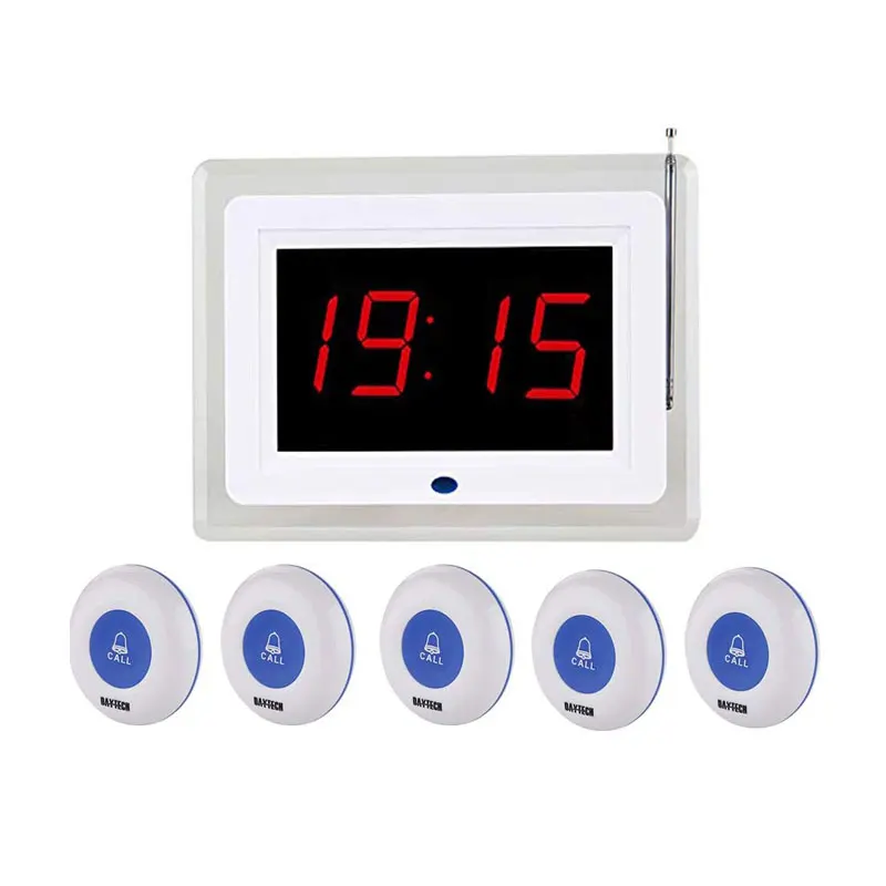 Daytech P5-5 Clinic Hospital Church 1 Display Receiver+5 Call Buttons Smart Nurse Waiter Server Paging Wireless Calling System