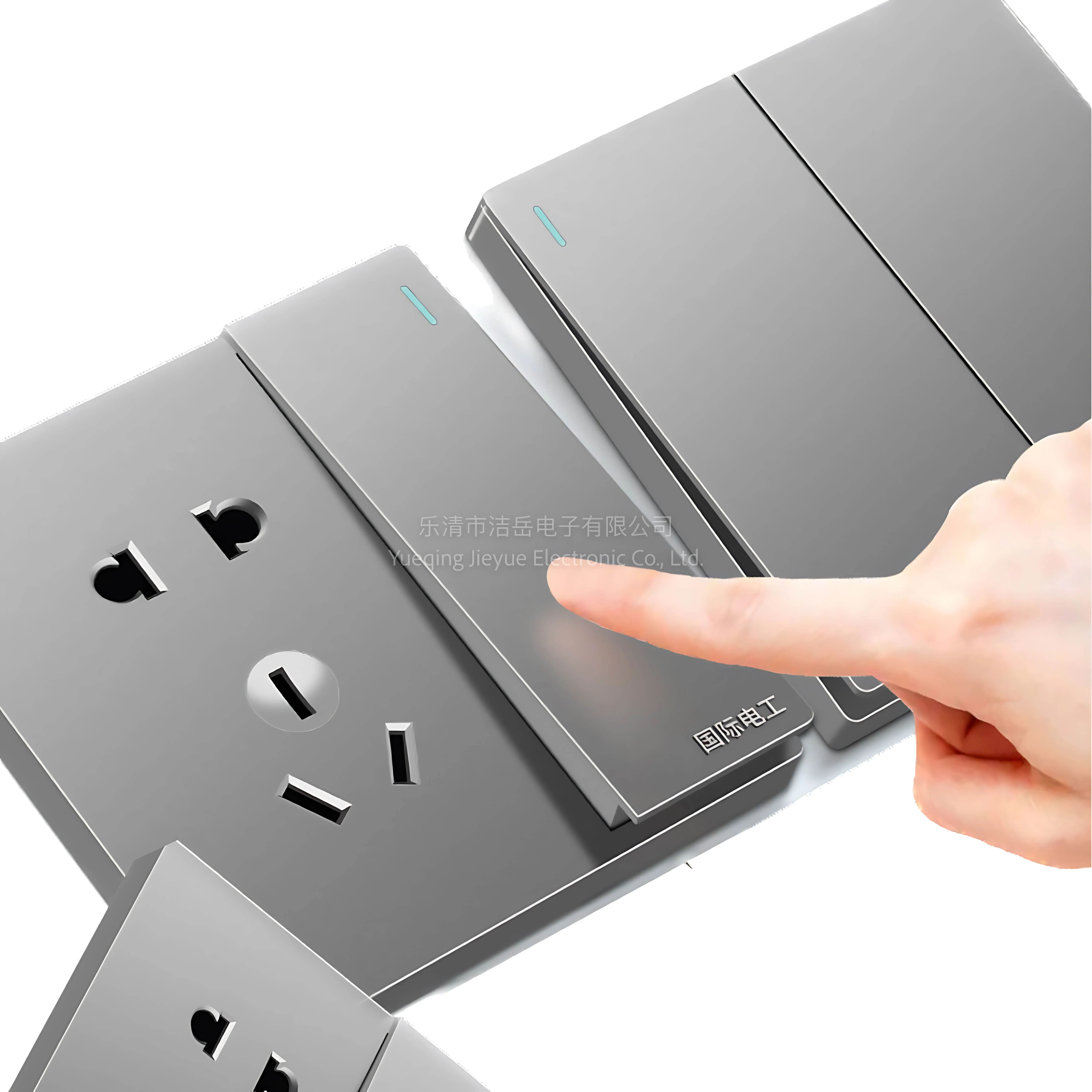 Wall switch socket 86 type concealed installation 16a air conditioning five-hole socket panel gray