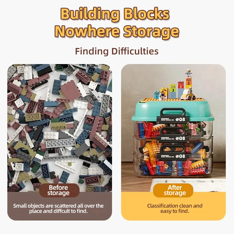 Оптовая продажа органайзер из прозрачного пластика с крышками многослойный Штабелируемый ящик для хранения игрушек детские строительные блоки полипропиленовый материал