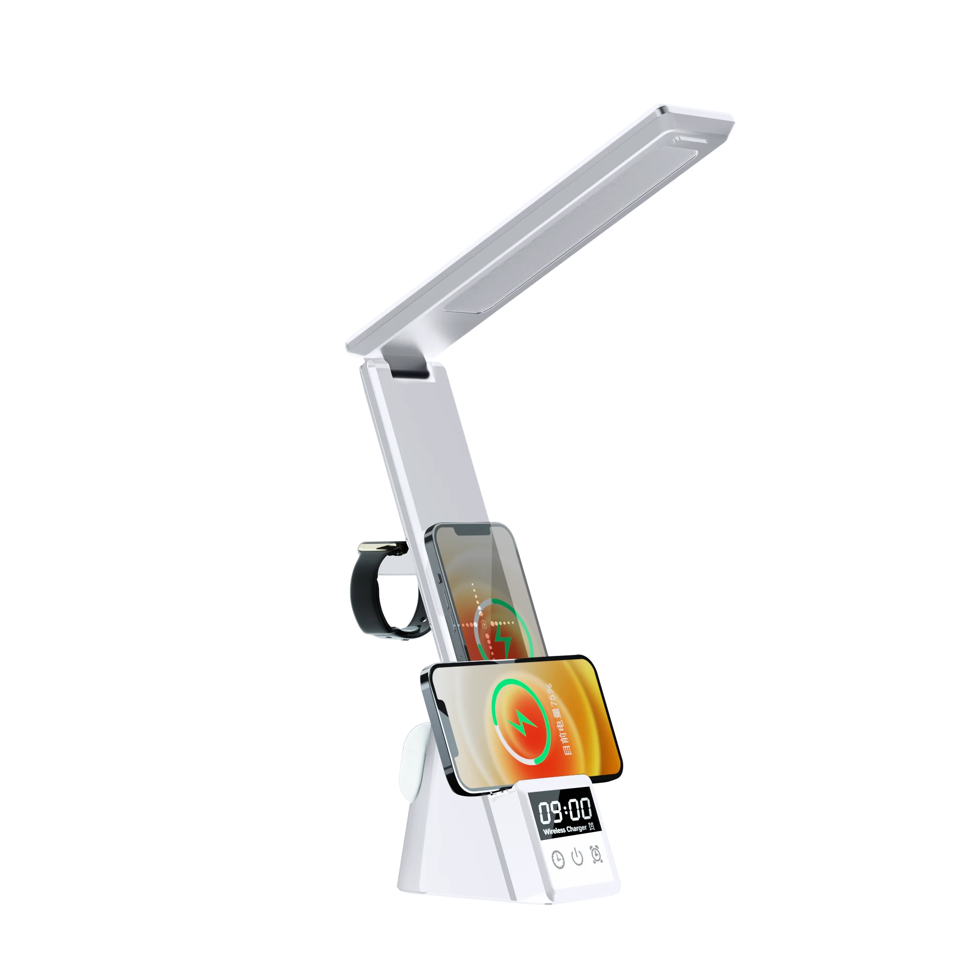 OEM QI Certified 15W Fast Charging Led Lamp Clock  Display Digital Alarm Wireless Charger