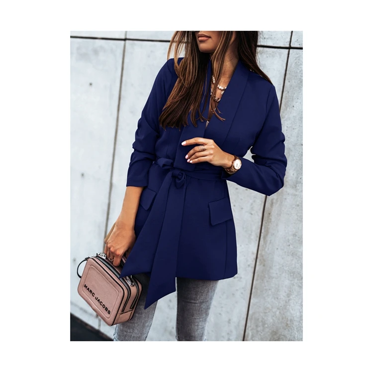 The Fine Quality 2021 New Arrival Turn-down Collar Coat Strapped Casual Suit Jacket