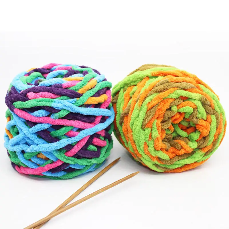 Multi-Color Chunky Crochet Yarn Knitting Woven Blanket Core Strip Line Ice Strip Yarn for Craft DIY