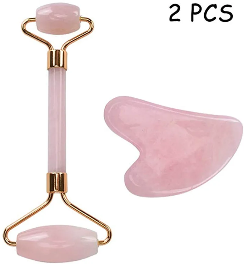 
Natural rose quartz jade roller Massage Tools face massage tools double head jade roller 