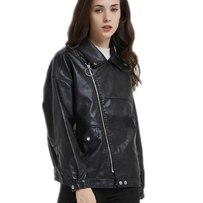 Высококачественные красивые Куртки из искусственной кожи с отложным воротником для девушек женские куртки
