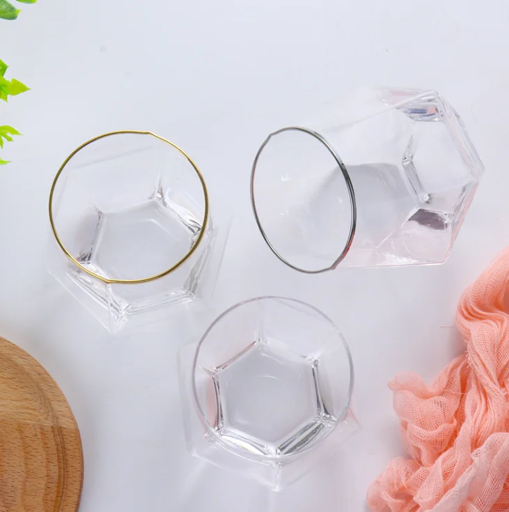 
Six prismatic gold whisky household water glass cocktail glass 