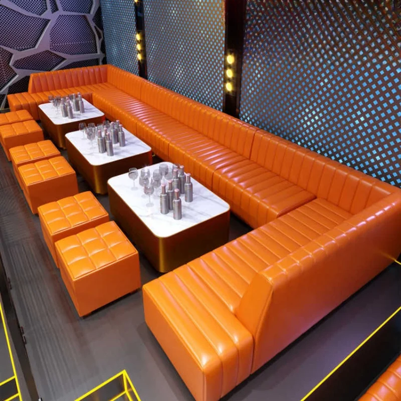 Индивидуальный деловой KTV cabaret party room box U-образный угловой L-образный карточный диван светящийся журнальный столик