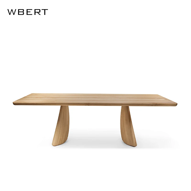 WBERT Nordic Style Solid Wood Long  for Kitchen Hotel Apartment Living Room Homestay Rectangular Dining Table